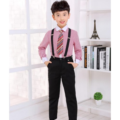 Children stage performance chorus costumes for boys girls striped school competition uniforms kindergarten evening party dresses outfits